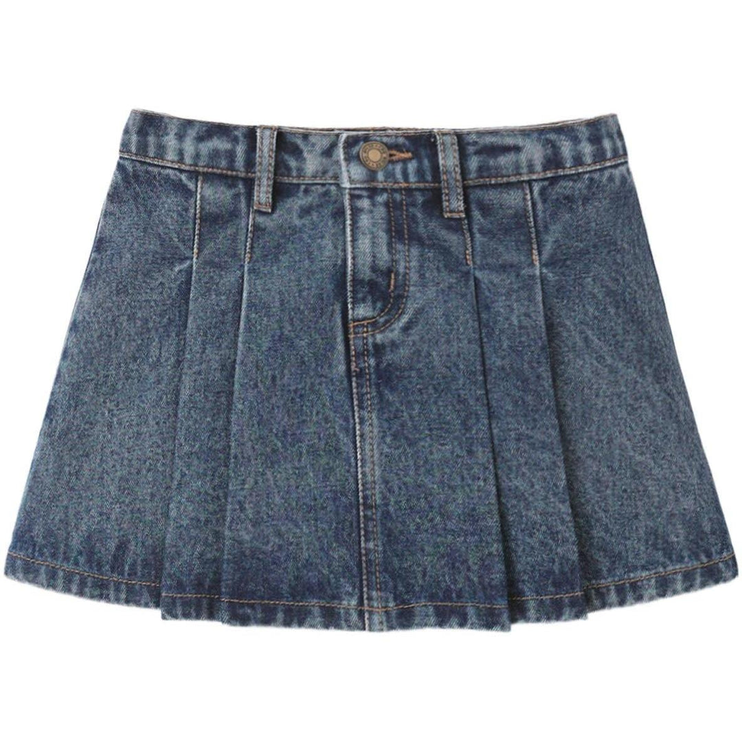Pleated Denim Skirt || Indigo