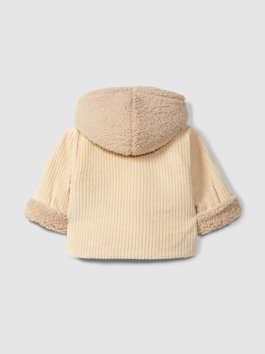 Ribbed Velvet Hooded Jacket - Beige