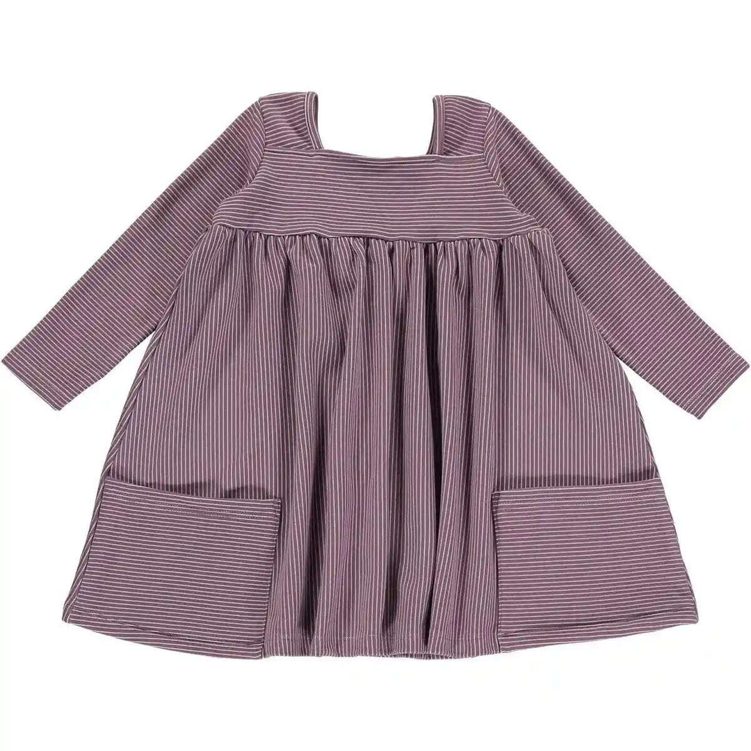 Rylie Dress- Purple and Cream Stripe Vignette 0-3M   [variant_option4] [variant_option5] [variant_option6] [variant_option7] [variant_option8] [variant_option9] 1