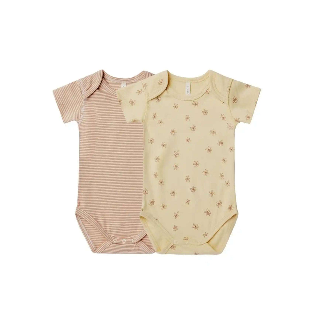 S/S Bodysuit- Blossom/Apricot Stripe Quincy Mae NB   [variant_option4] [variant_option5] [variant_option6] [variant_option7] [variant_option8] [variant_option9] 1