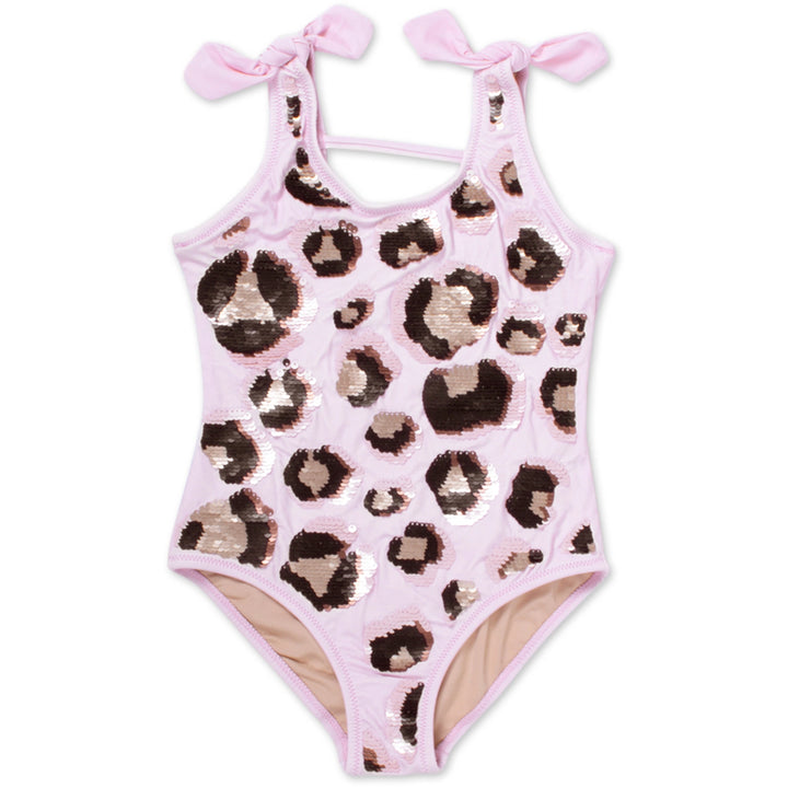 sequin pink leopard swimsuit