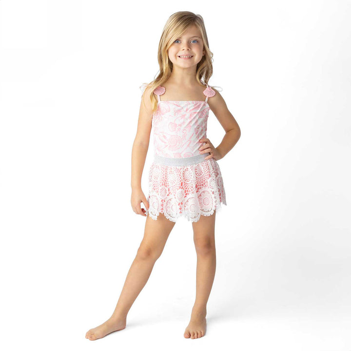 Seaside Toile One Piece & Skirt Swimsuit Set