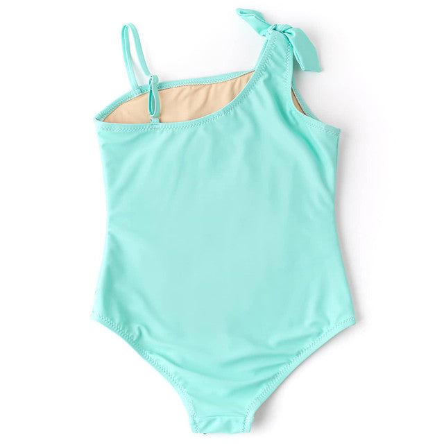 Mint Shells Girls Flip Sequin One Shoulder One Piece