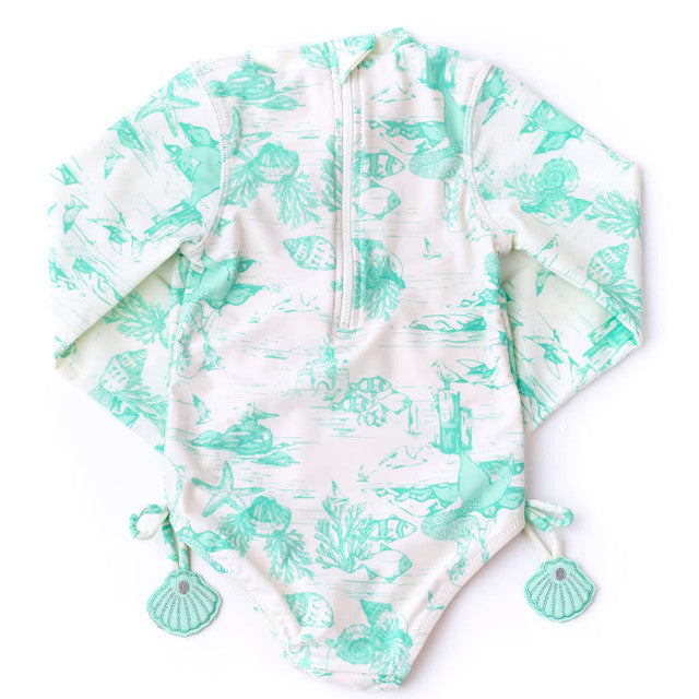 Mermaid Toile Girls L/S One Piece Swimsuit