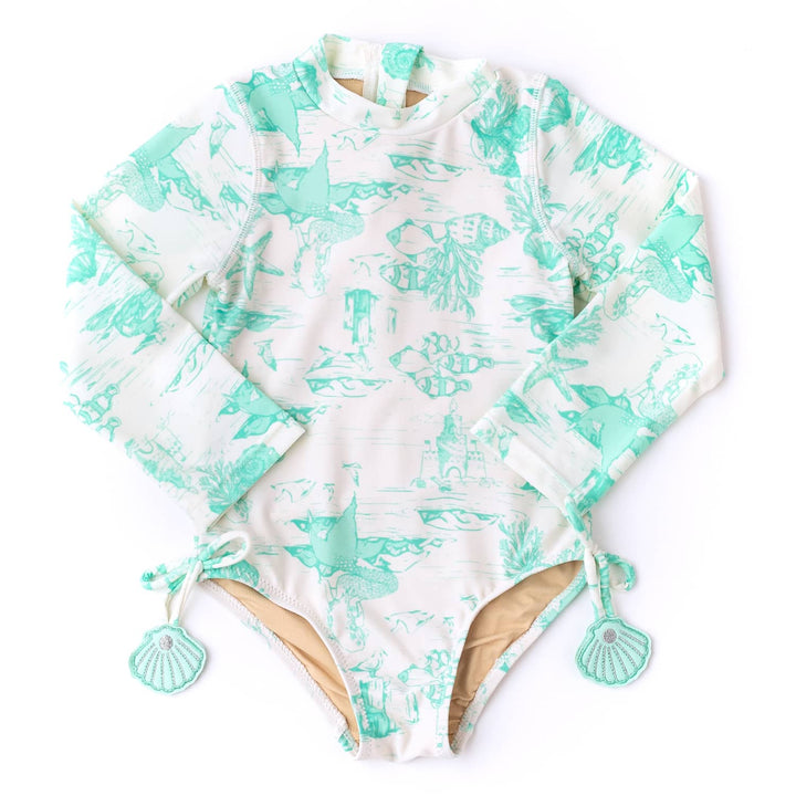 Mermaid Toile Girls L/S One Piece Swimsuit