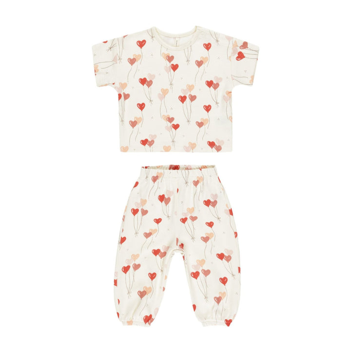 Jersey Tee + Pant Set - Heart Balloons