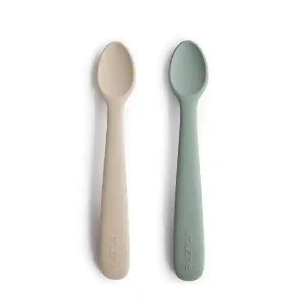 Silicone Feeding Spoons- Sand/Cambridge Blue Mushie & Co    [variant_option4] [variant_option5] [variant_option6] [variant_option7] [variant_option8] [variant_option9] 1