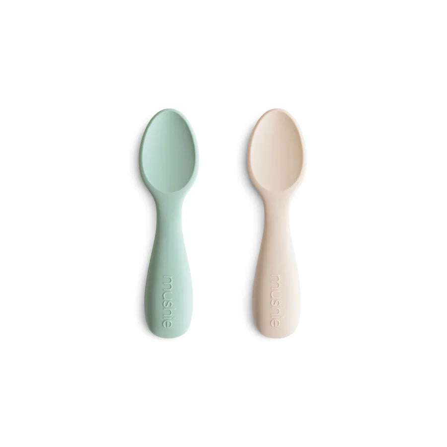 Silicone Starter Spoon Set- Cambridge Blue/Shifting Sand Mushie & Co    [variant_option4] [variant_option5] [variant_option6] [variant_option7] [variant_option8] [variant_option9] 1