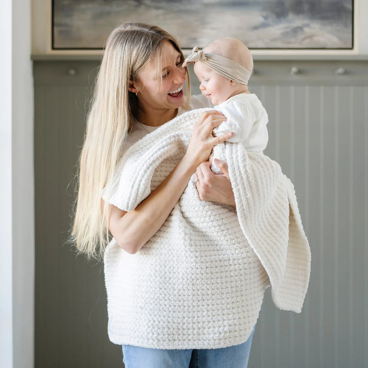 Swan Waffle Knit Receiving Blanket
