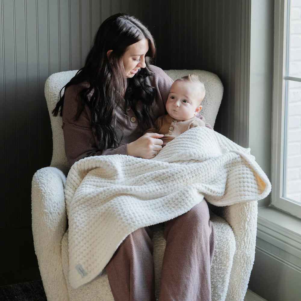 Swan Waffle Knit Receiving Blanket