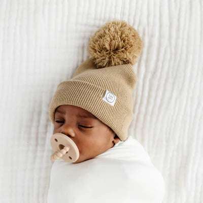 Toddler Beanie with Pom - Tan Lou Lou and Company    [variant_option4] [variant_option5] [variant_option6] [variant_option7] [variant_option8] [variant_option9] 2