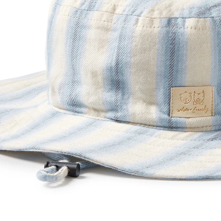 Deep Blue Stripe Organic Sun Hat