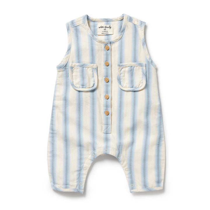 Deep Blue Stripe Organic Growsuit