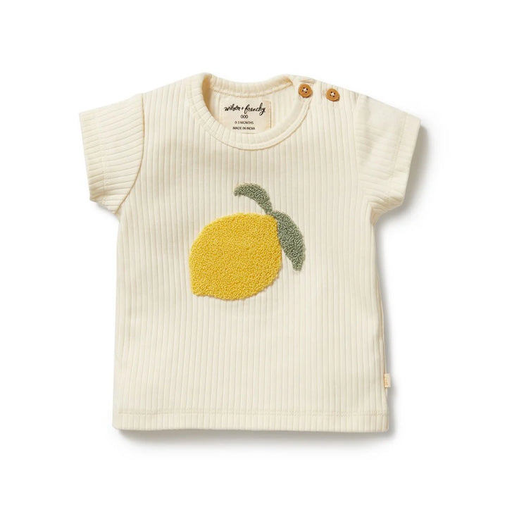 Lemon Leaf Embroidered Organic Tee