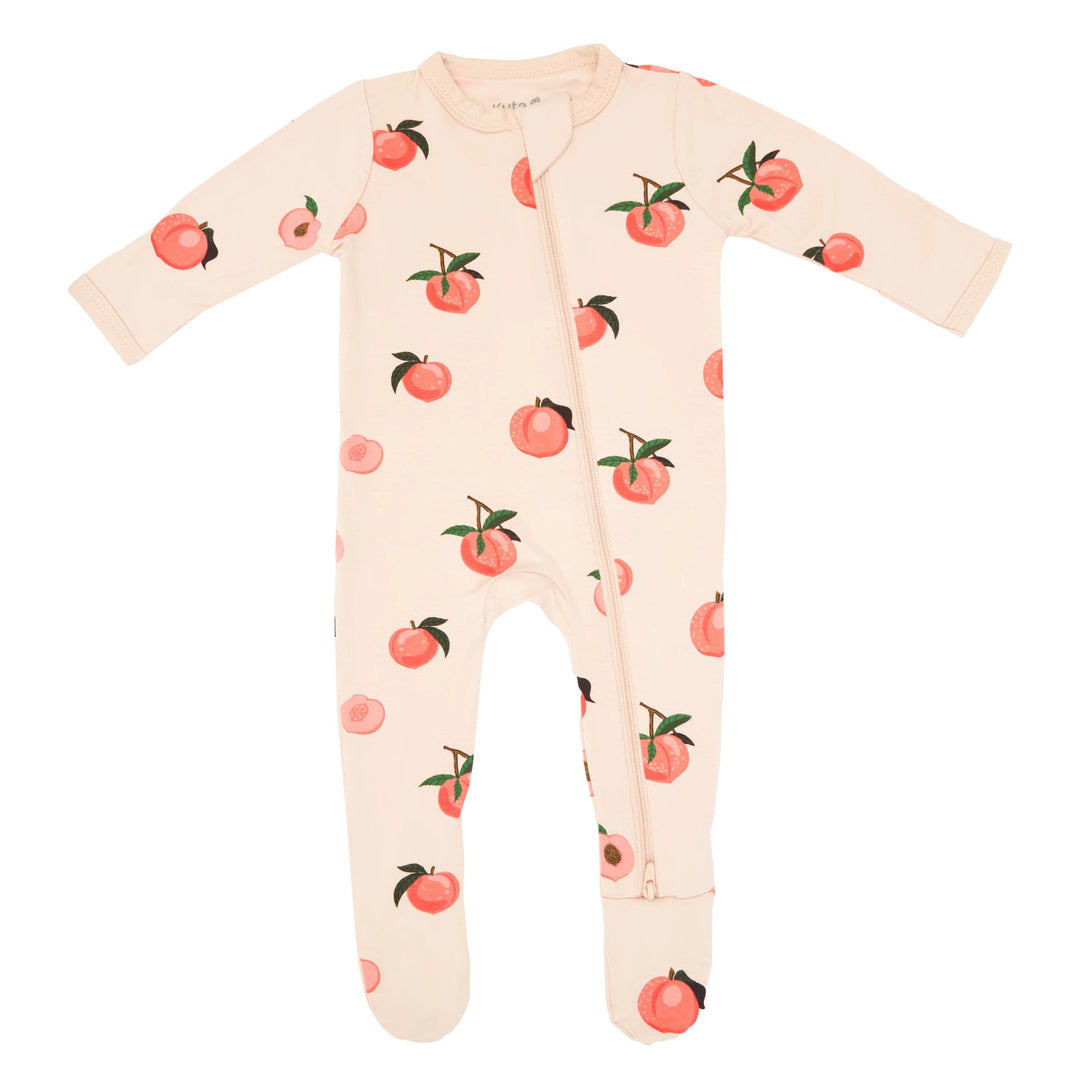 Zippered Footie in Peach Kyte Baby Preemie   [variant_option4] [variant_option5] [variant_option6] [variant_option7] [variant_option8] [variant_option9] 1