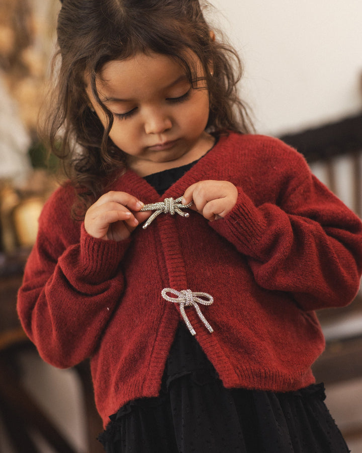 Bow Cardigan - Ruby