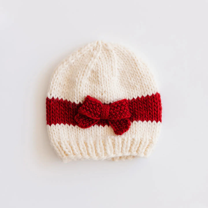 Bow Hat, Cream/Red