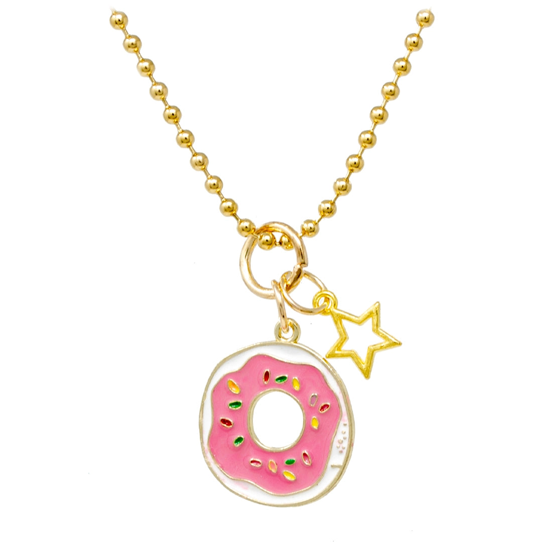 Donut and Star Gold Charm Necklace