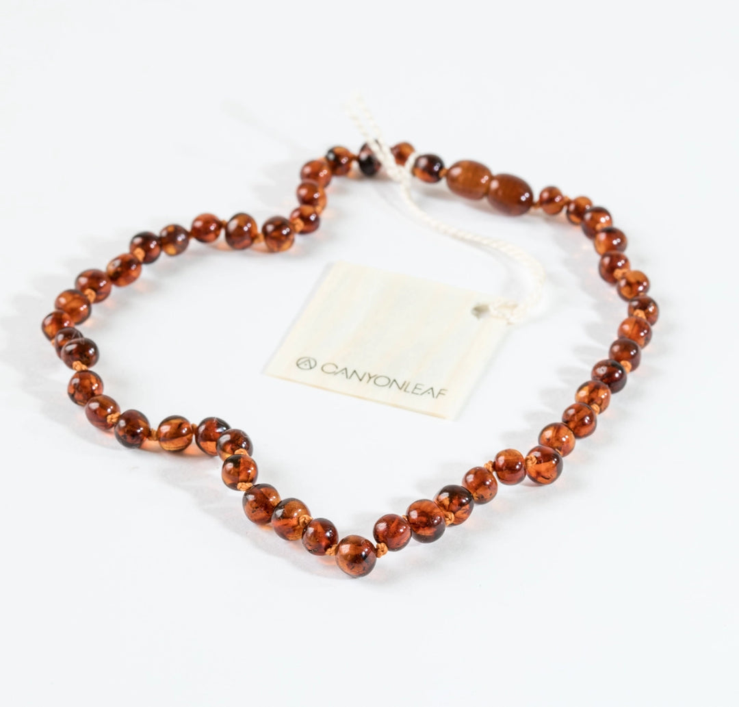 Polished Cognac Amber Necklace 12" Baby || Child Necklace