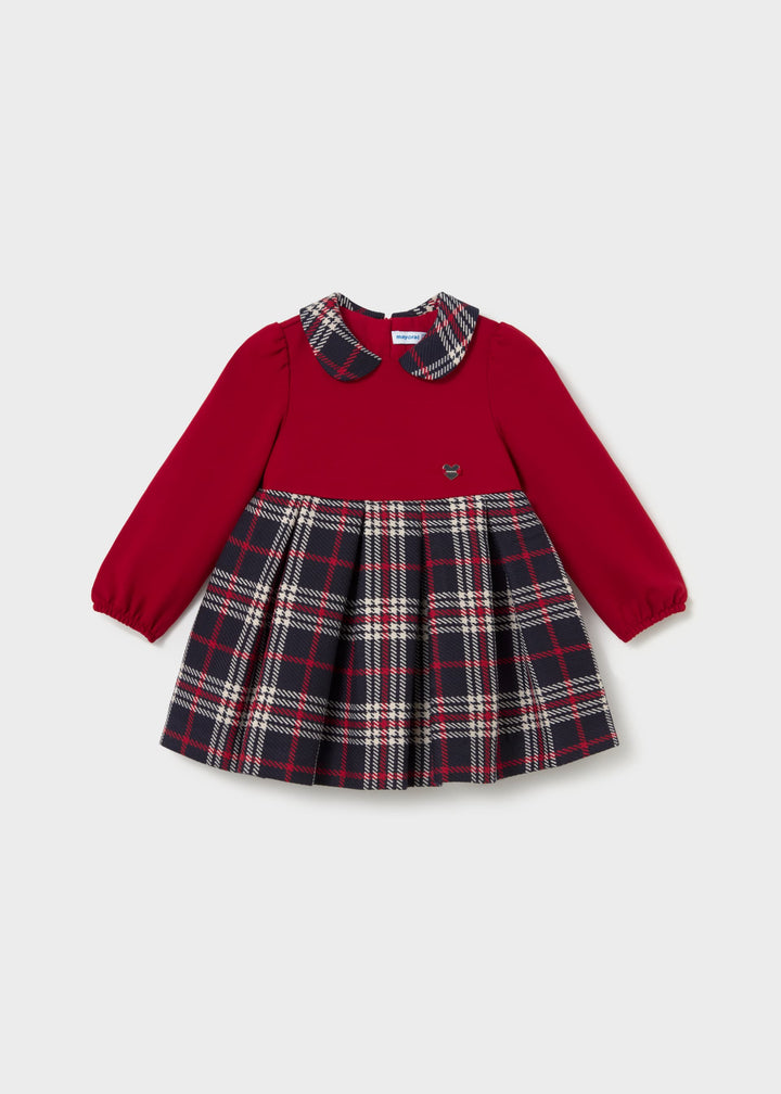 Mayoral Baby Check Combo Dress in Red