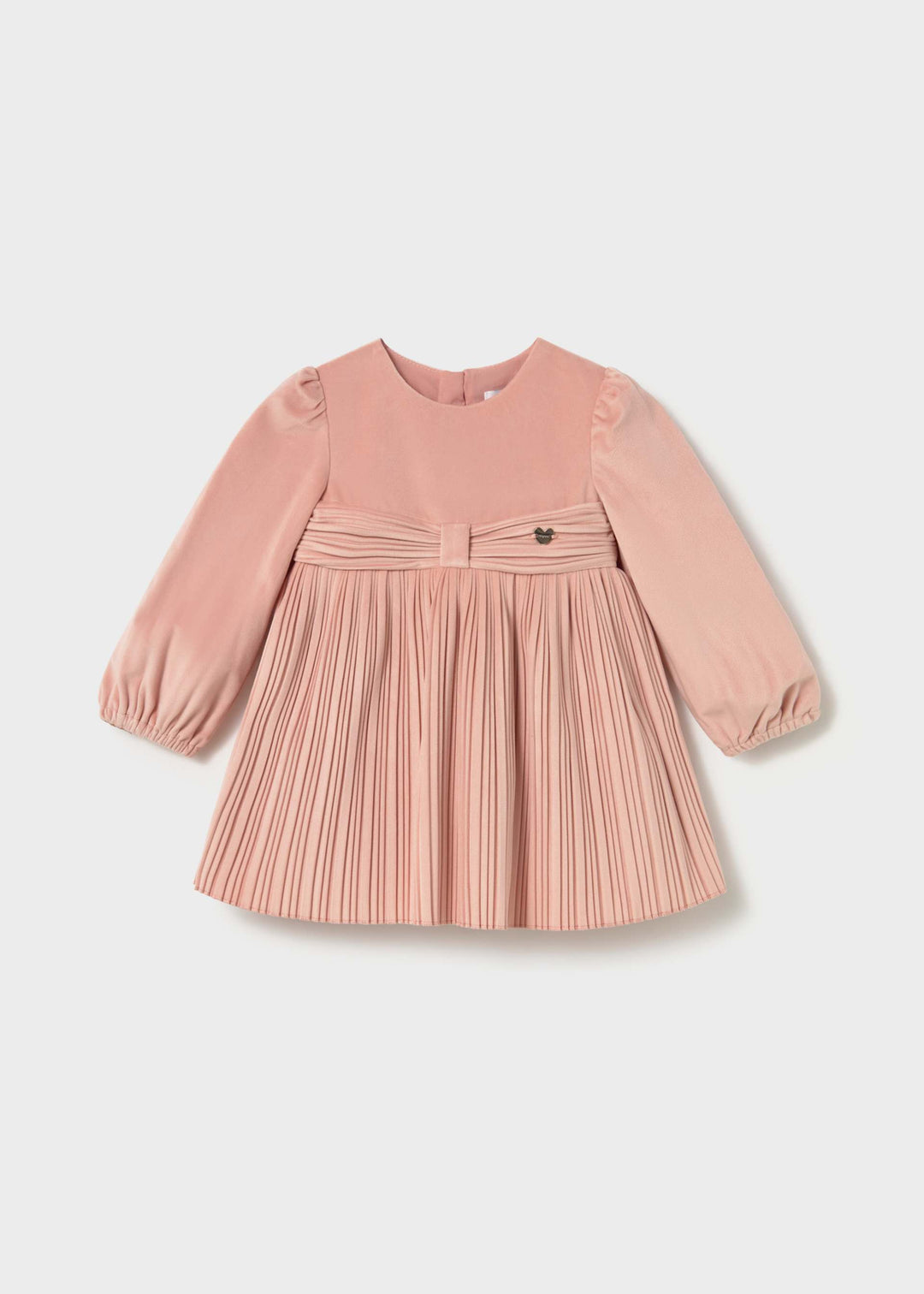 Mayoral Baby Pleated Velvet Dress in Petisui