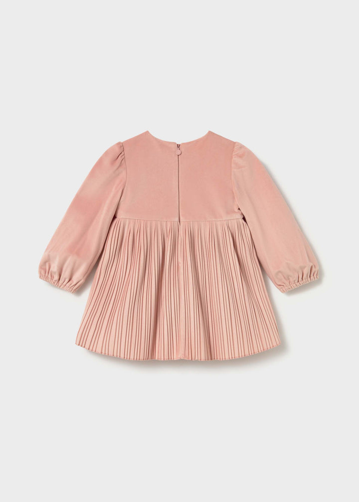Mayoral Baby Pleated Velvet Dress in Petisui