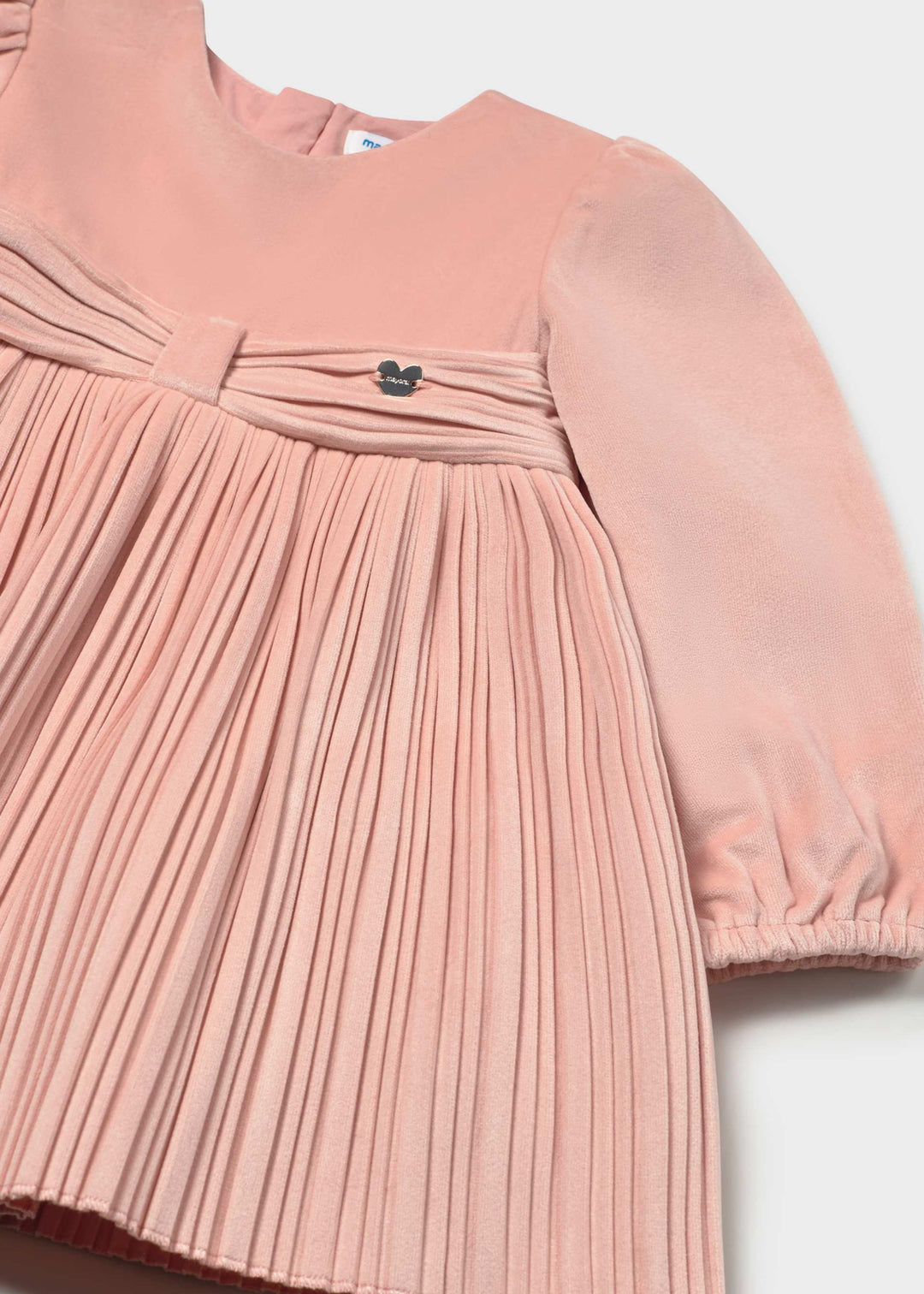 Mayoral Baby Pleated Velvet Dress in Petisui
