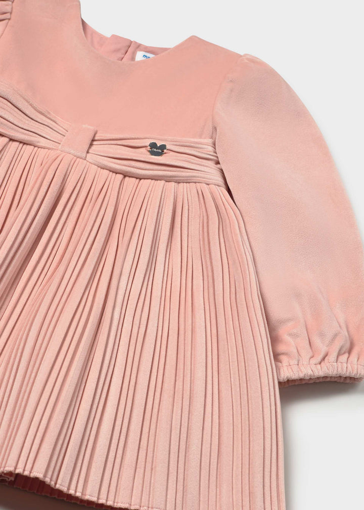 Mayoral Baby Pleated Velvet Dress in Petisui
