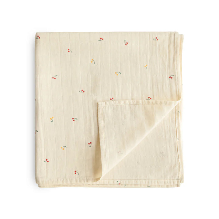 Organic Cotton Muslin Swaddle - Cherries