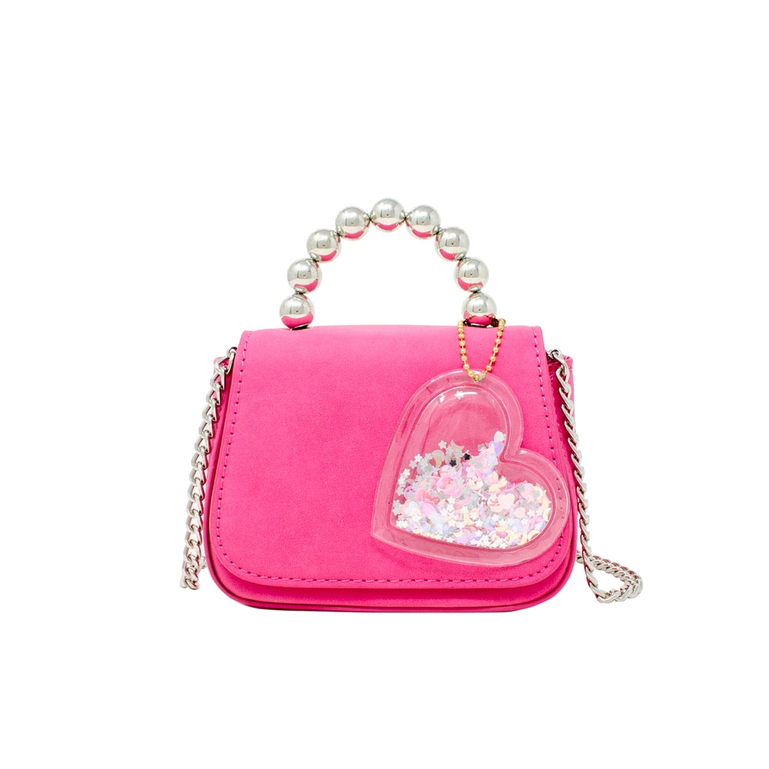 Tiny Metal Pearl Handle Bag- Hot Pink