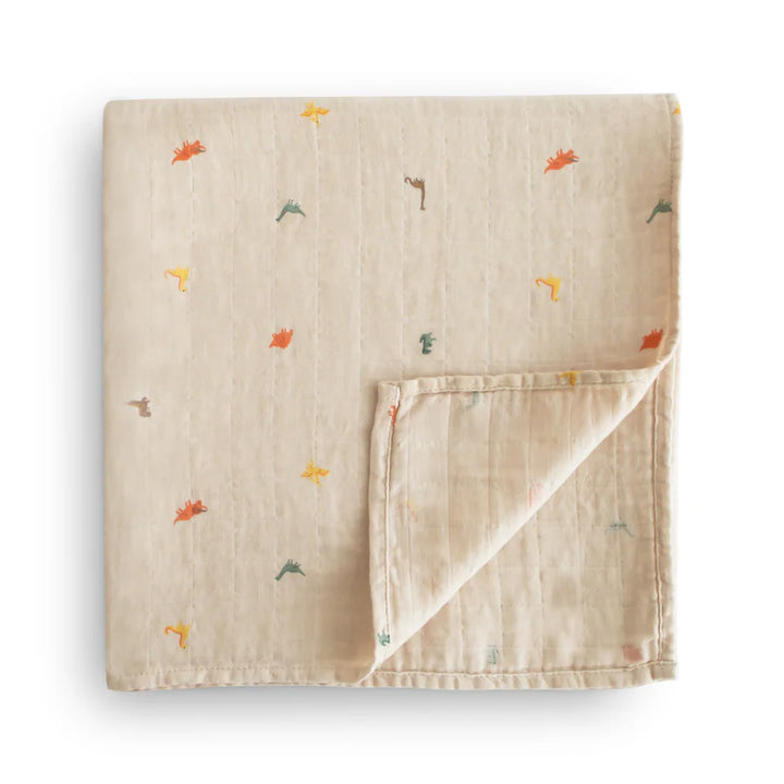 Organic Cotton Muslin Swaddle - Dinosaur