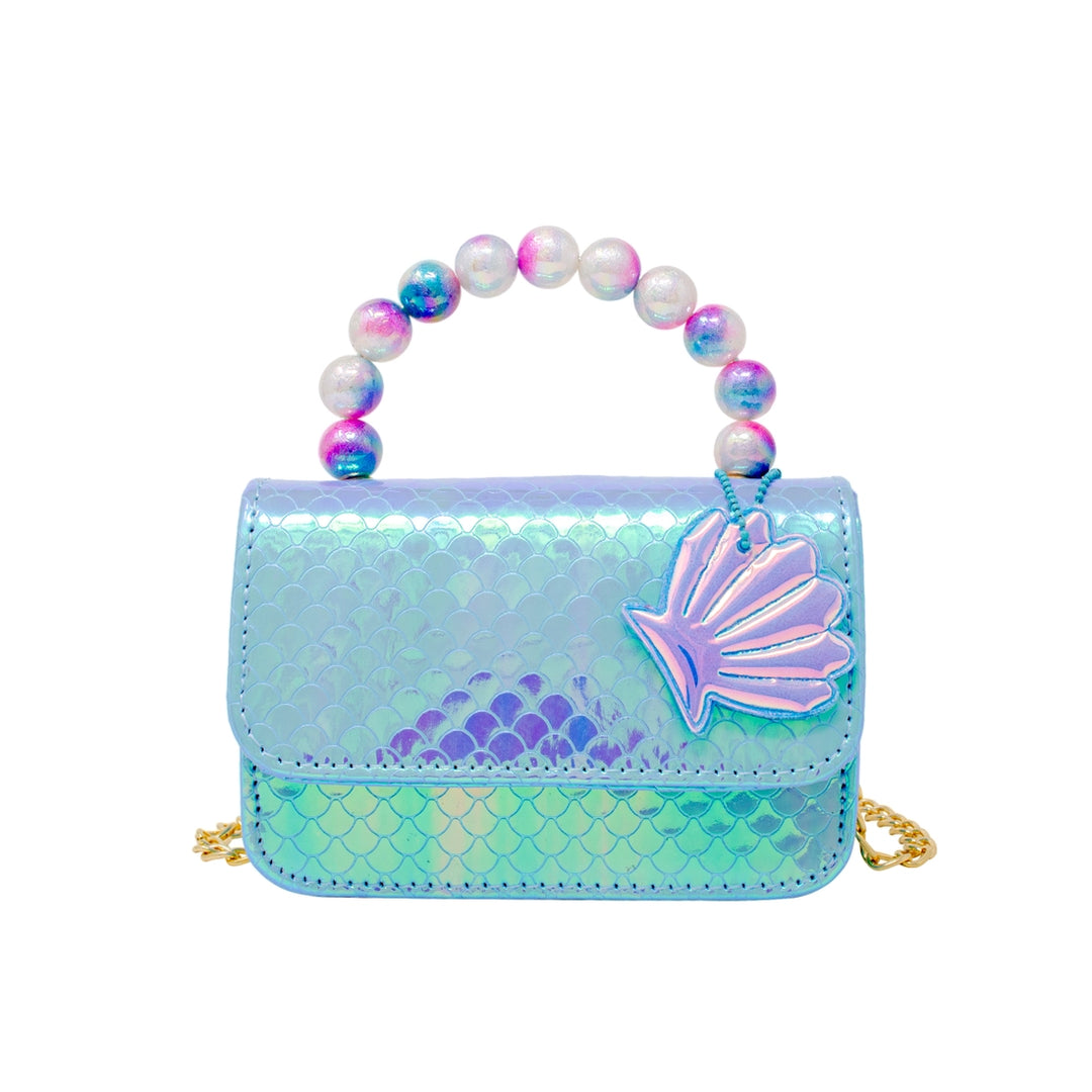 Mermaid Pearl Handle Seashell Bag- Blue