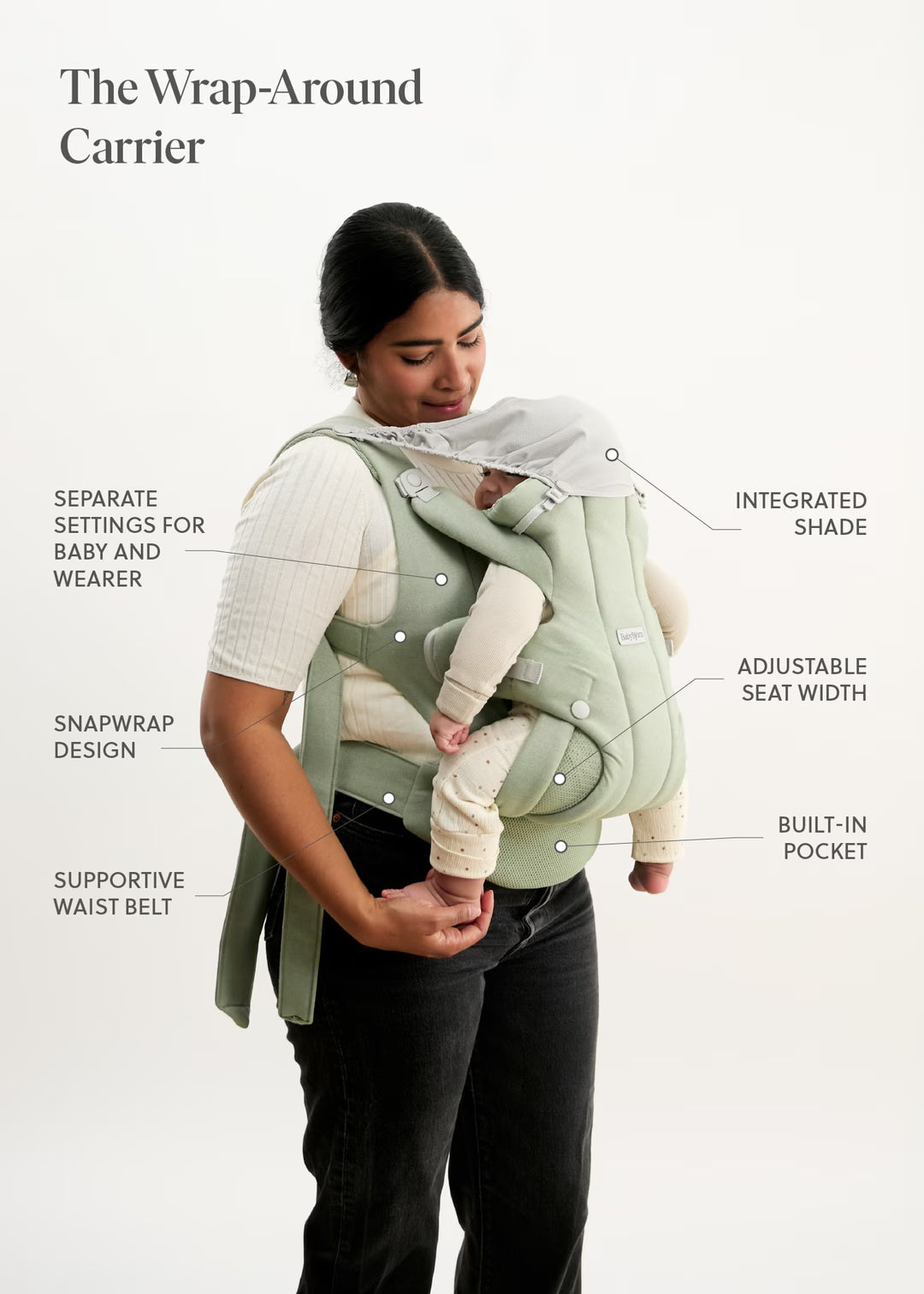 Baby Carrier Hold - Soft Brushed Woven - Light Green