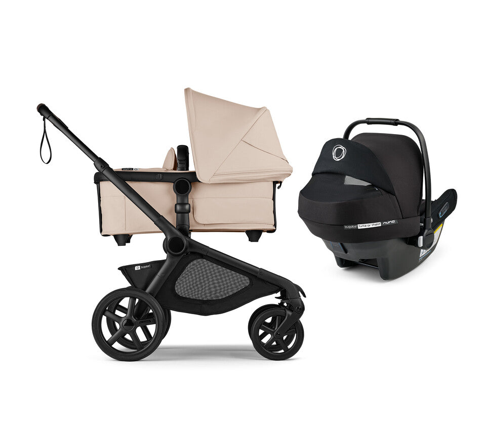 bugaboo single to double stroller Kangaroo Single-to-double Stroller Travel System Bundle Misty White Canopy + Black Fabrics + Black Base