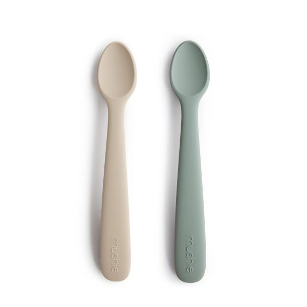 Silicone Feeding Spoons- Sand/Cambridge Blue