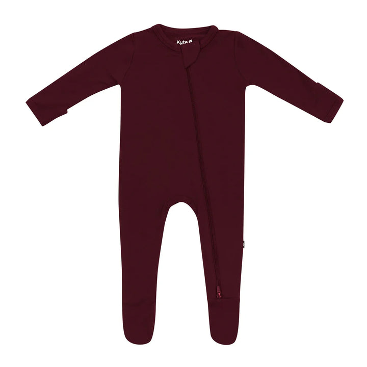 Zip Footie in Burgundy