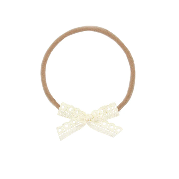 Lace Bow Mini Cream Headband