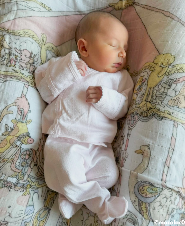 Kissy Pointelle Cross Tee & Pant Set - Pink