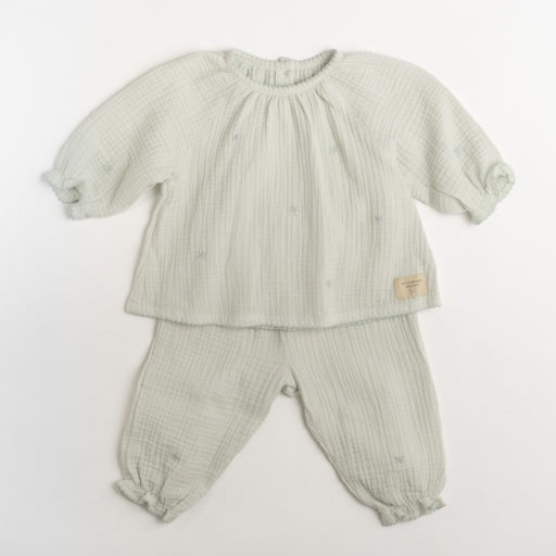 Gauze Two Piece Set - Embroidered Stars
