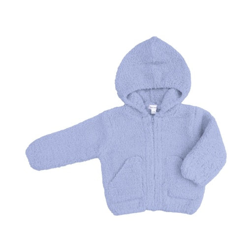 Dusty Blue Chenille Hooded Jacket 1