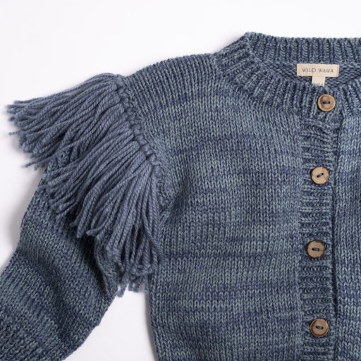 Fringed Cardigan - Luna Blue