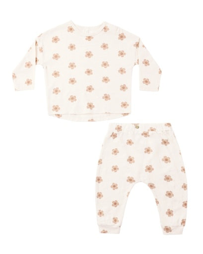 Long Sleeve Tee + Pant Set || Pink Daisies by Rylee + Cru