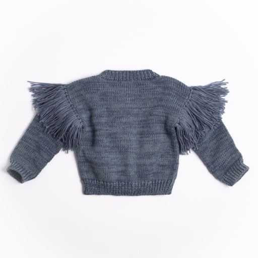 Fringed Cardigan - Luna Blue