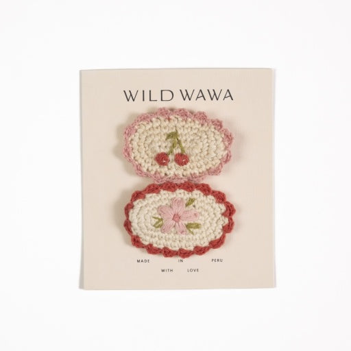 Crochet Clip Set - Cherry Bloom