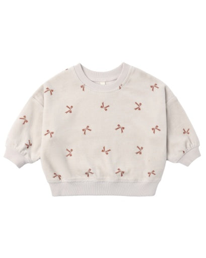 Velour Relaxed Sweatshirt | Red Bows