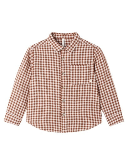Collared Long Sleeve Shirt || Brick Check by Rylee + Cru