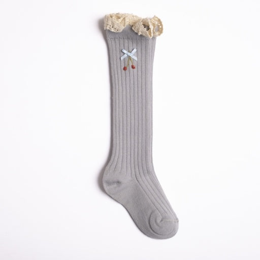 Embroidered Sock Set - Ecru/Dusty Blue image 2
