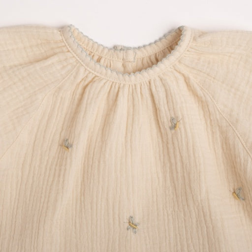 Gauze Two Piece Set - Embroidered Butterflies
