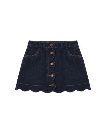 Scallop Mini Skirt || Dark Indigo by Rylee + Cru