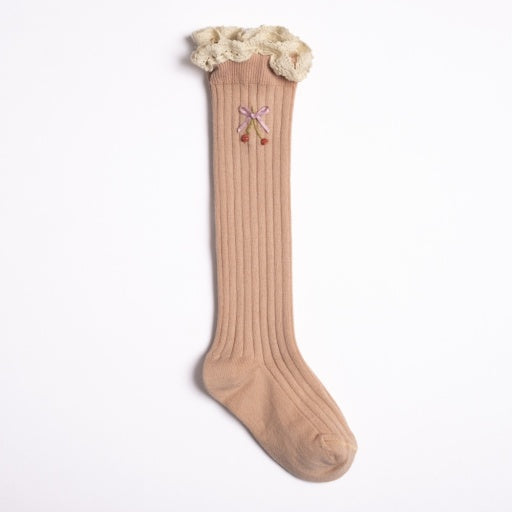Embroidered Sock Set - Ecru/Dusty Pink image 2